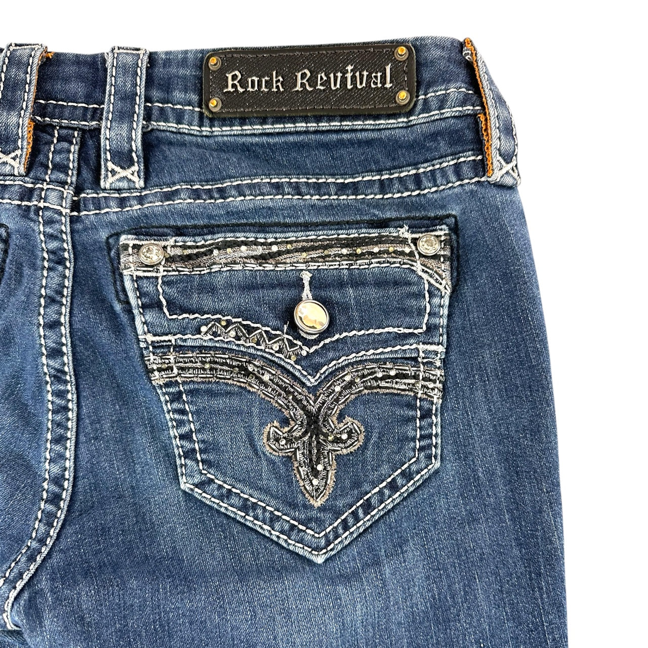 Y2K Rhinestone Embellished Rock Revival Deeka Straight Jeans
