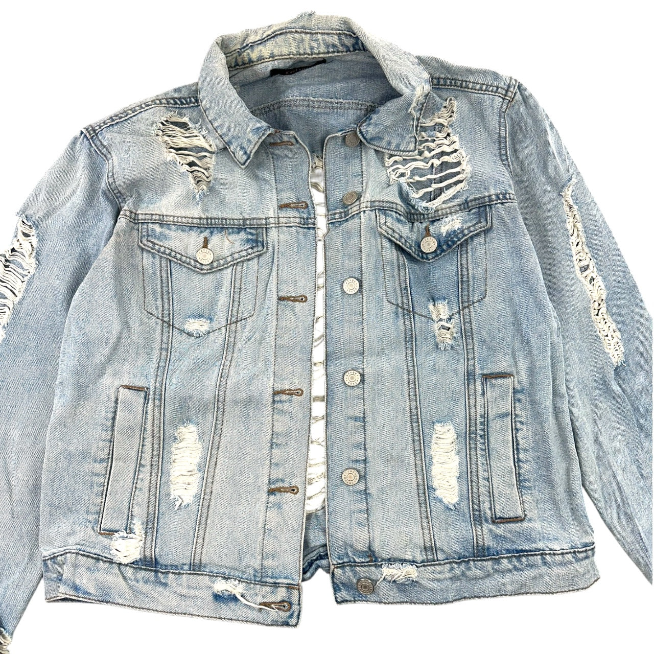 Y2K Charlotte Russe Refuge Distressed Denim Jacket