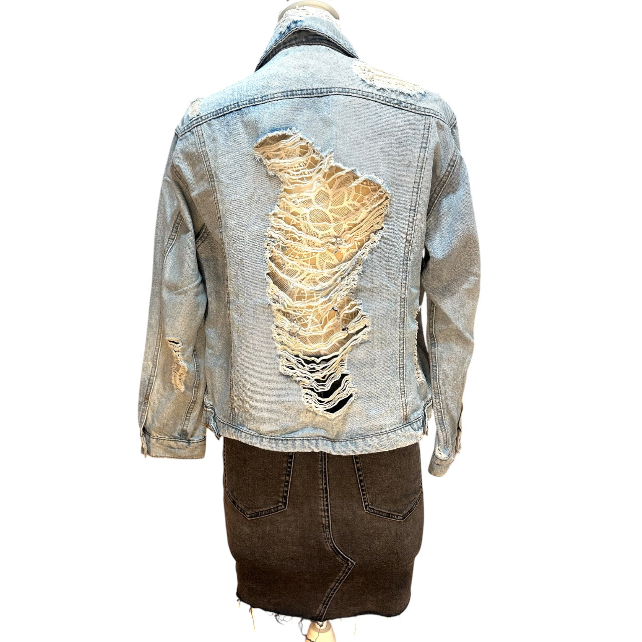 Y2K Charlotte Russe Refuge Distressed Denim Jacket