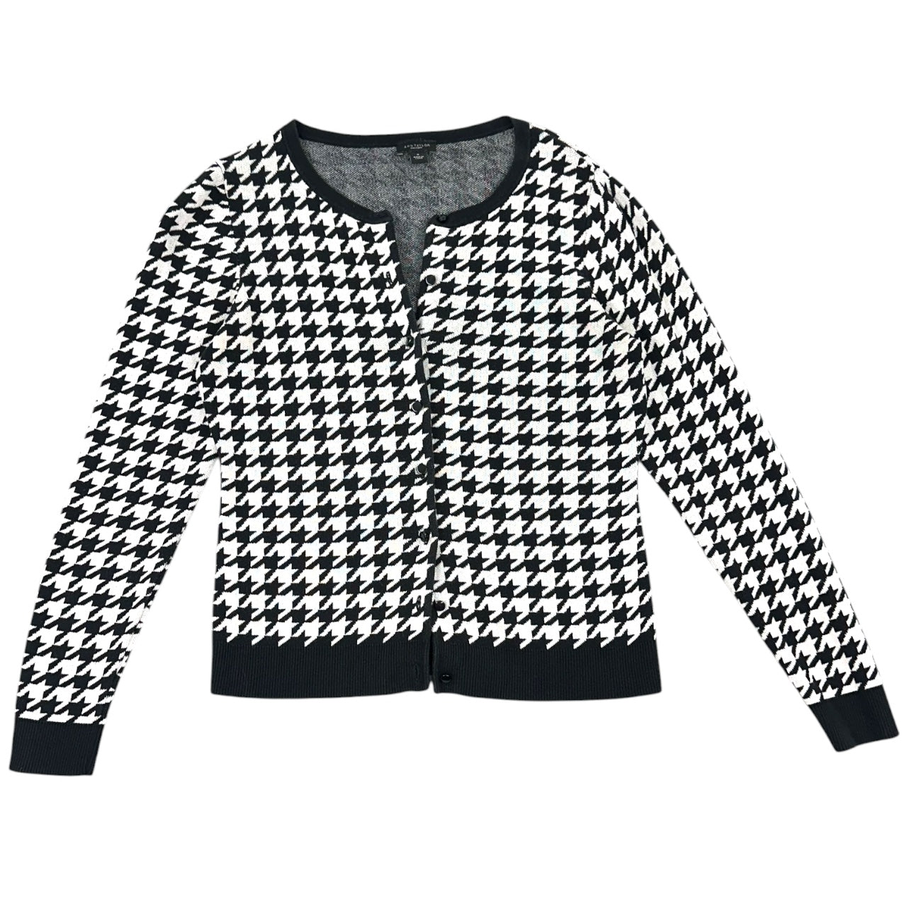 Ann Taylor Black and White Houndstooth Cardigan