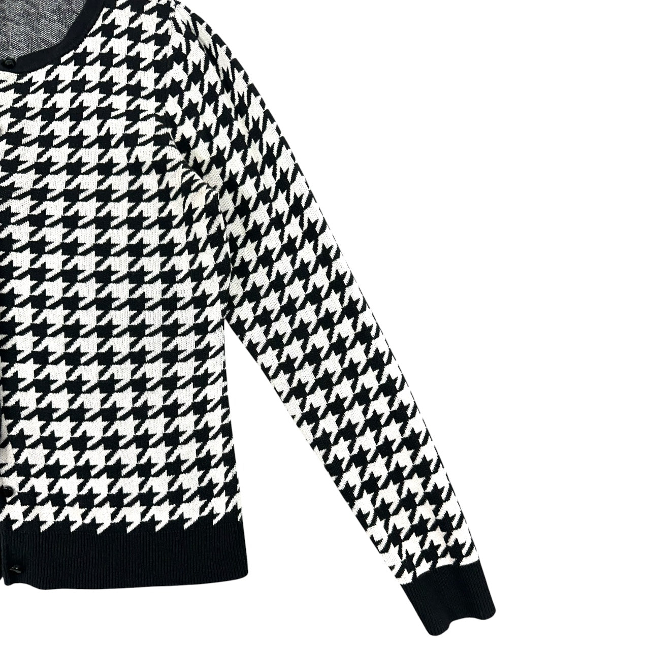 Ann Taylor Black and White Houndstooth Cardigan