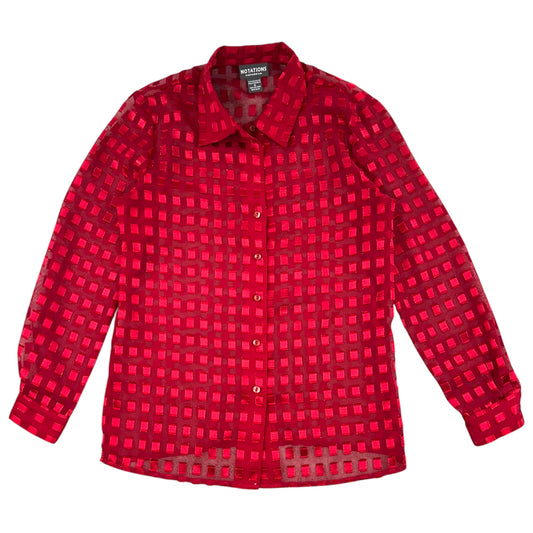 Vintage Notations Sheer Red Checkered Button Down