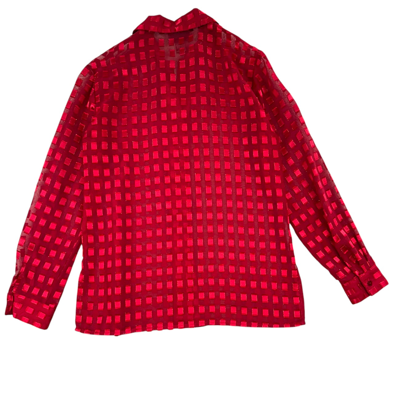 Vintage Notations Sheer Red Checkered Button Down