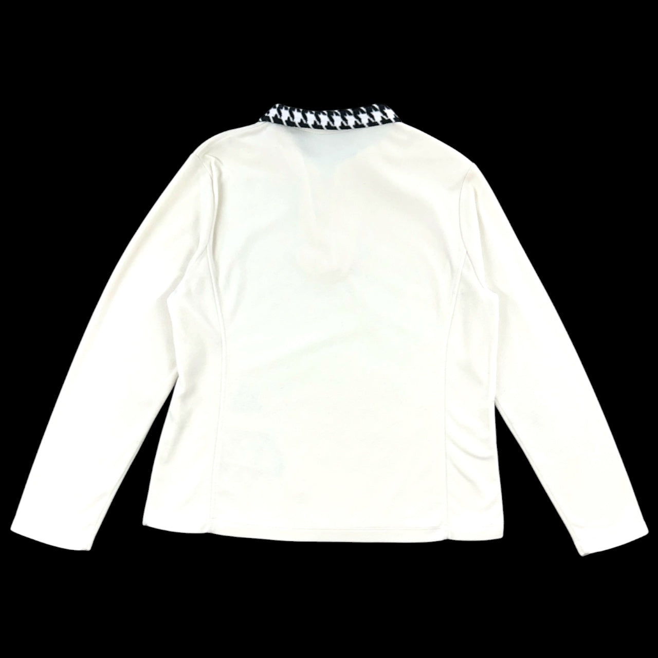 Crocodile Ladies Vintage Ivory Quarter Zip Pullover with Houndstooth Collar & Snowflake Embroidery