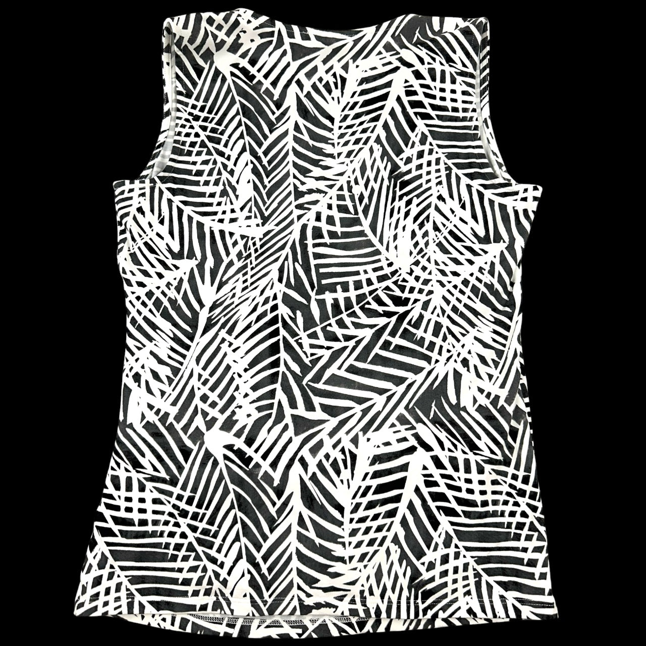 Talbots Black & White Faux Wrap Leaf Print Sleeveless Top
