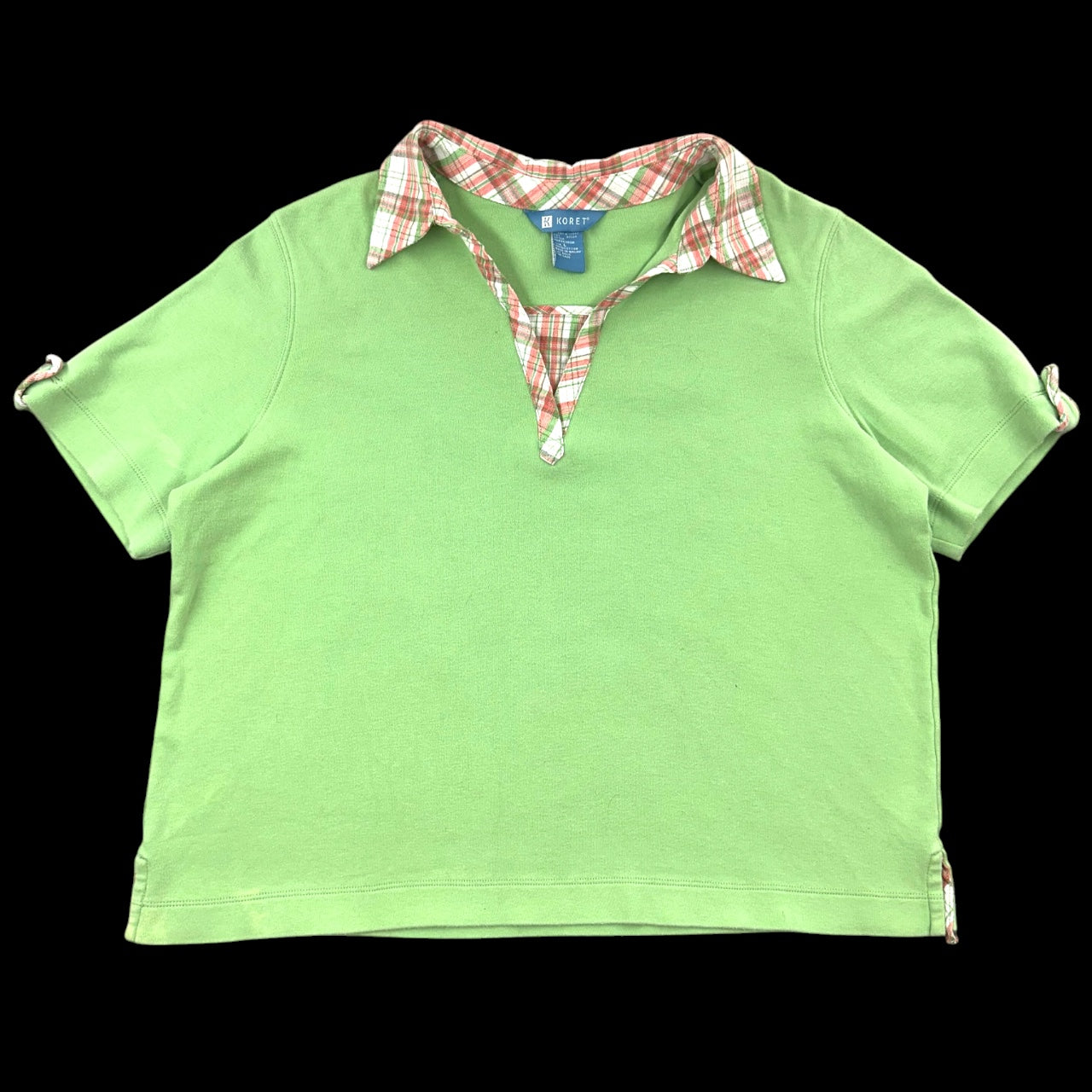 Vintage Koret Lime Green Polo Plaid Collar