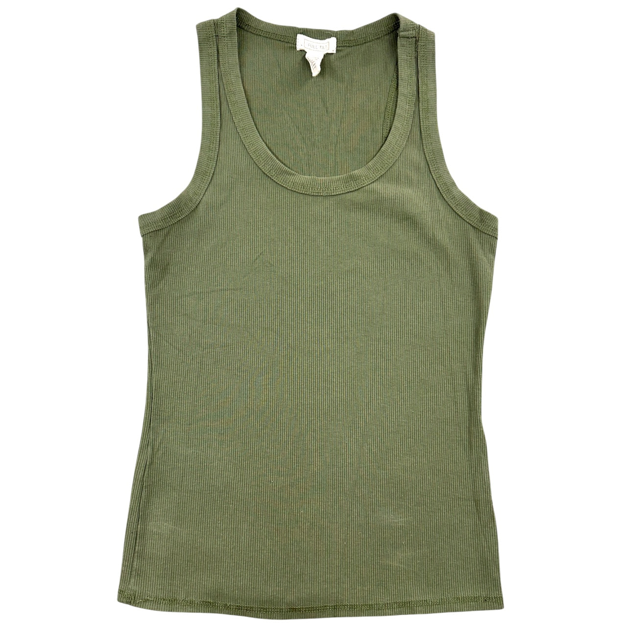 Classic Olive Green Ribbed Scoop Neck Tank