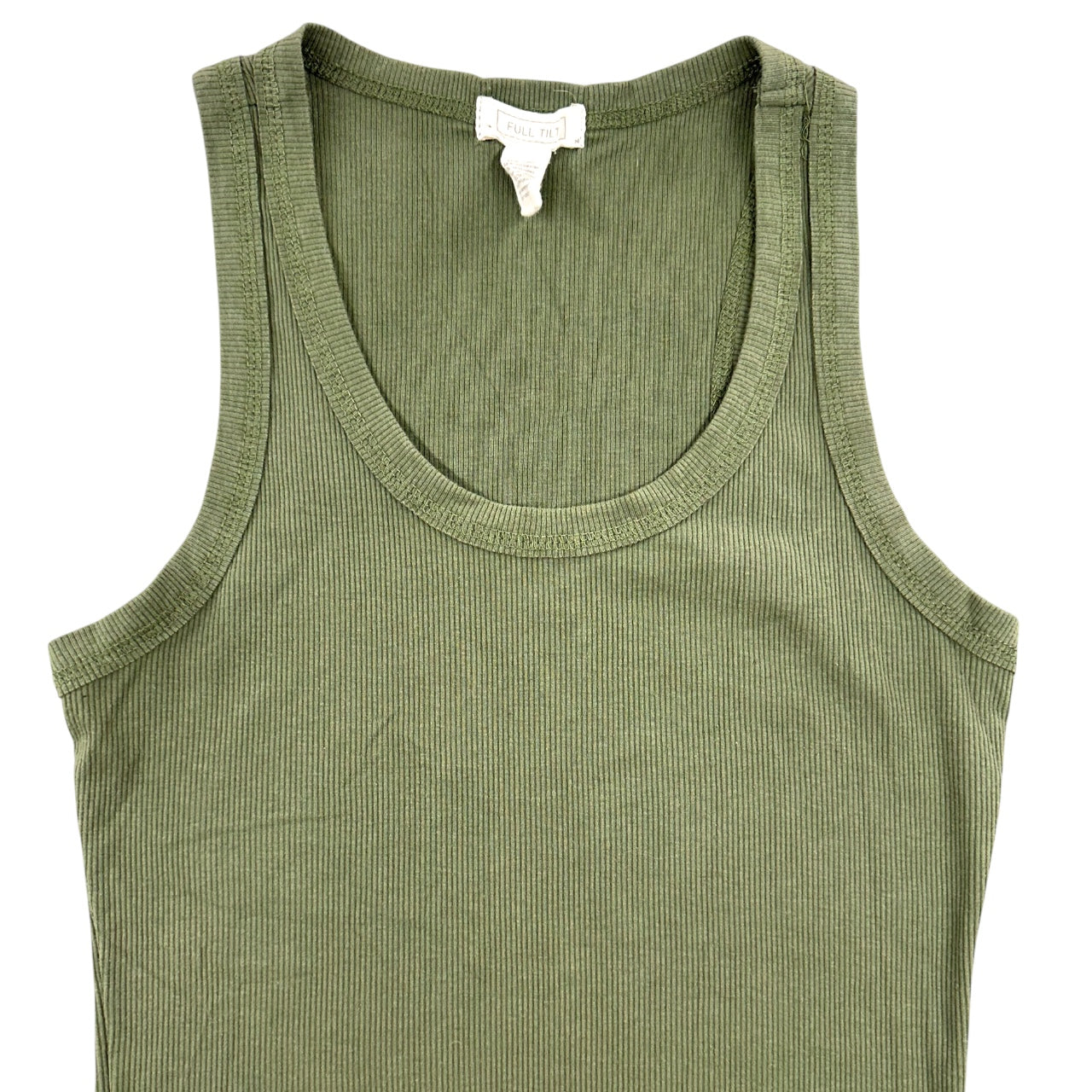 Classic Olive Green Ribbed Scoop Neck Tank