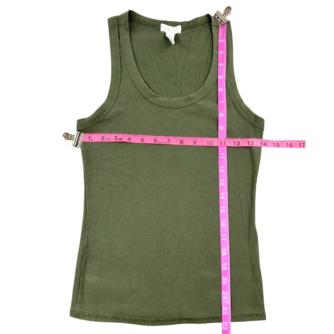 Classic Olive Green Ribbed Scoop Neck Tank