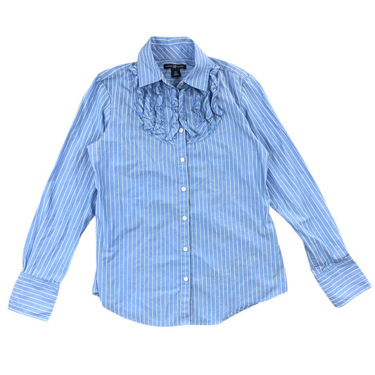 Vintage GAP Blue & White Striped Ruffle Blouse