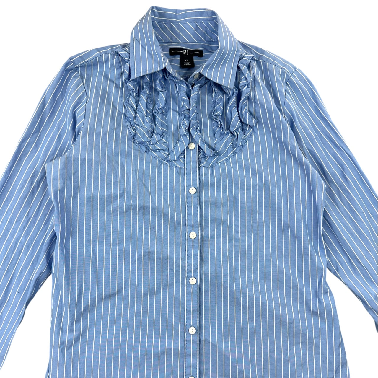 Vintage GAP Blue & White Striped Ruffle Blouse