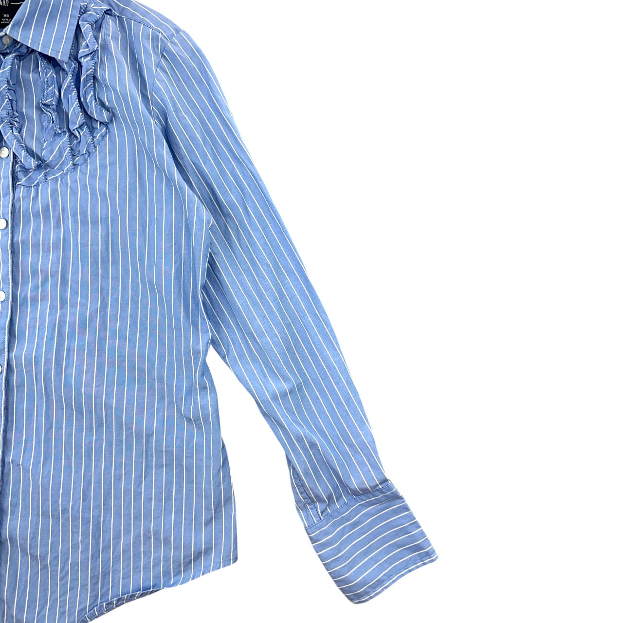 Vintage GAP Blue & White Striped Ruffle Blouse