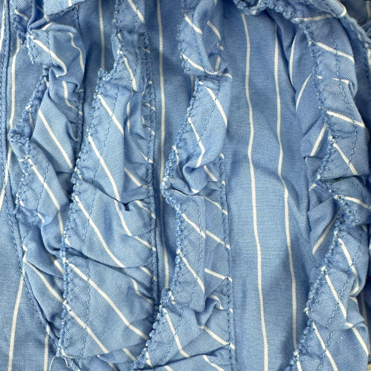 Vintage GAP Blue & White Striped Ruffle Blouse