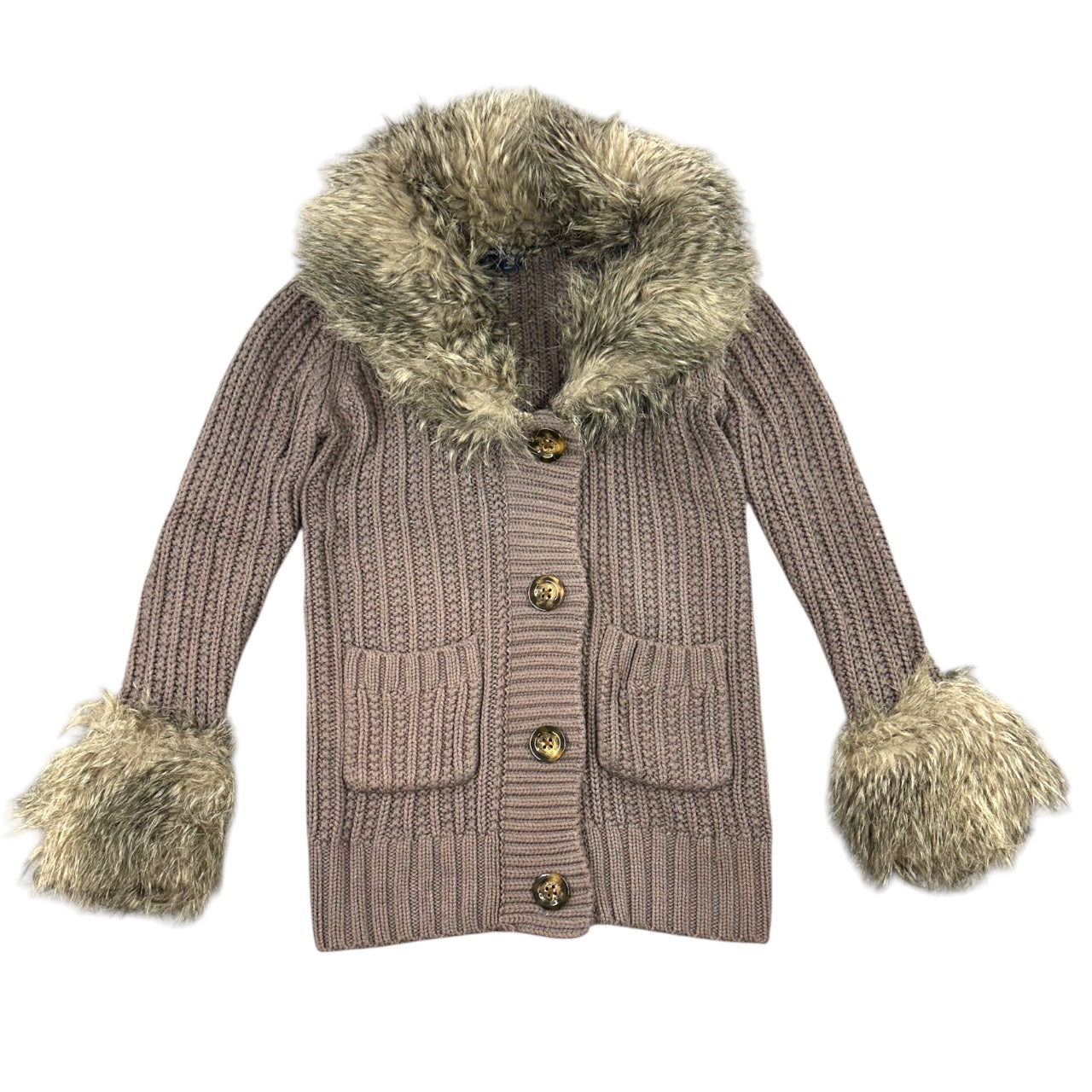 Gap Fuzzy Brown Cardigan Jacket