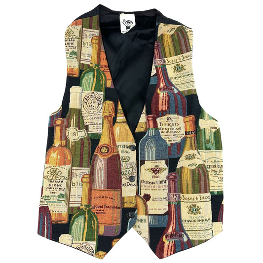 Vintage 90s Wine Bottle Tapestry Vest Eclectic Grandpa Whimsigoth Style