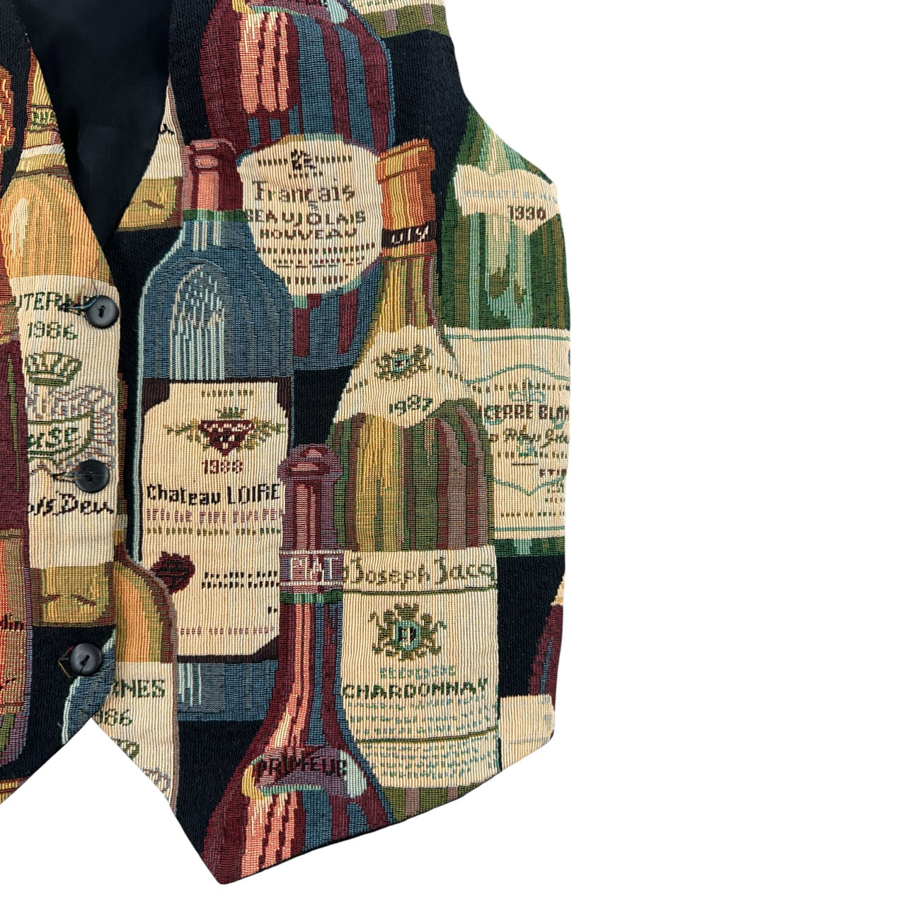 Vintage 90s Wine Bottle Tapestry Vest Eclectic Grandpa Whimsigoth Style