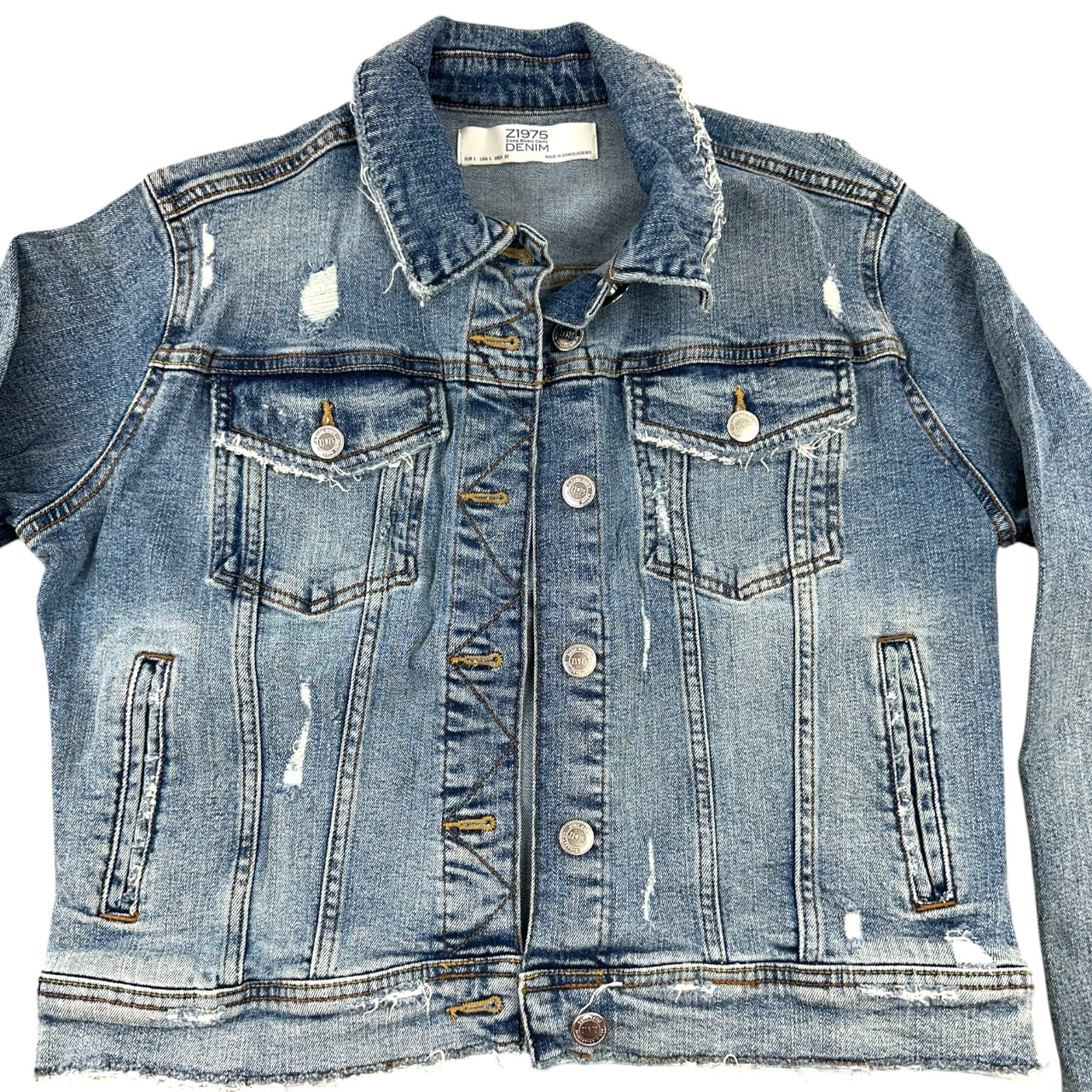 Zara Z1975 Distressed Denim Jacket