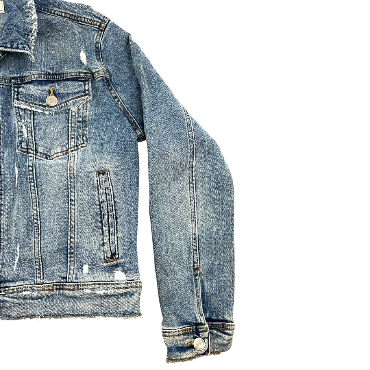Zara Z1975 Distressed Denim Jacket