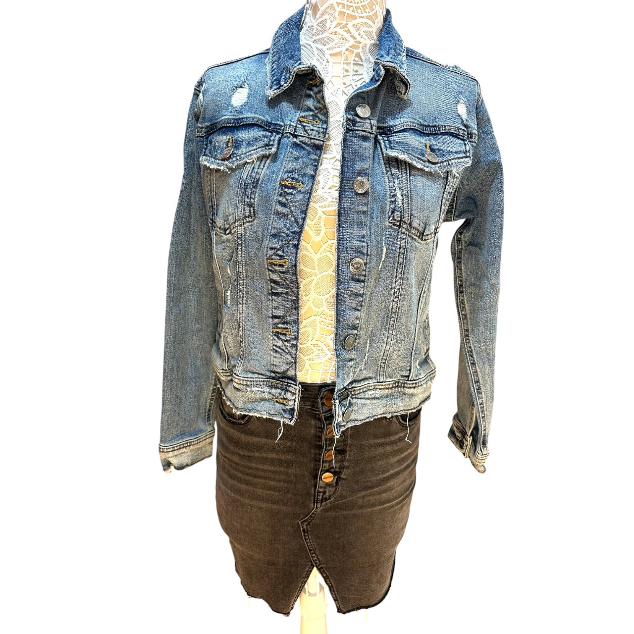 Zara Z1975 Distressed Denim Jacket