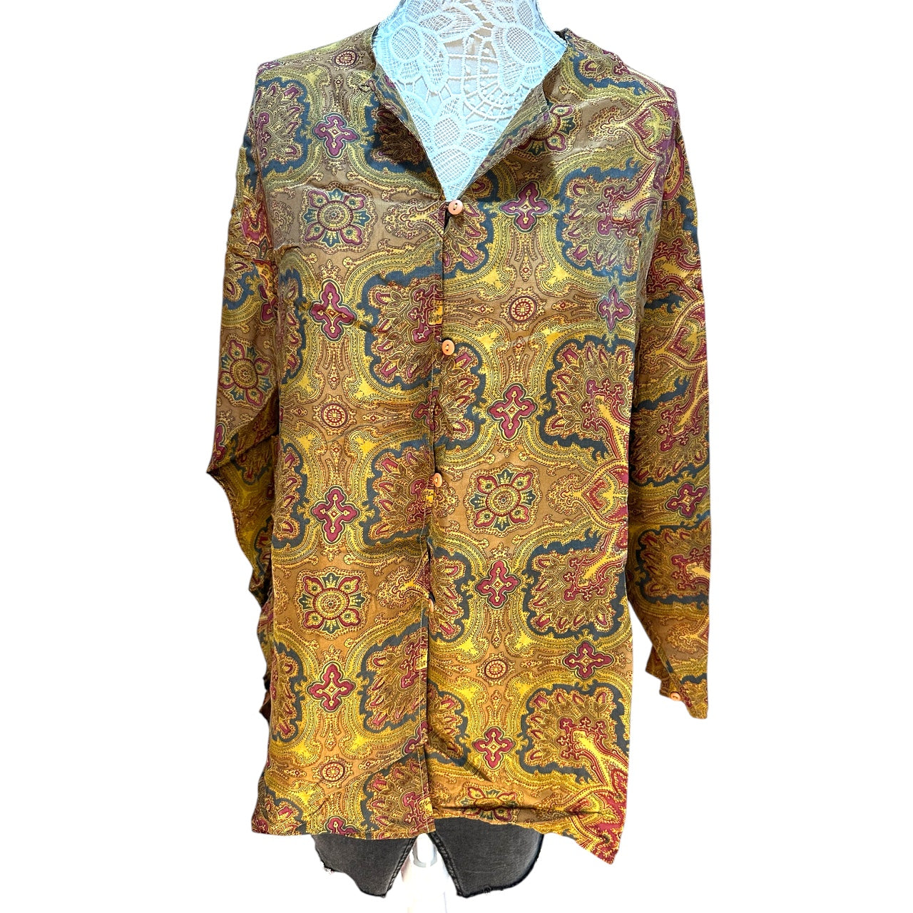 Vintage Bogari Studio Band Collar Button Up