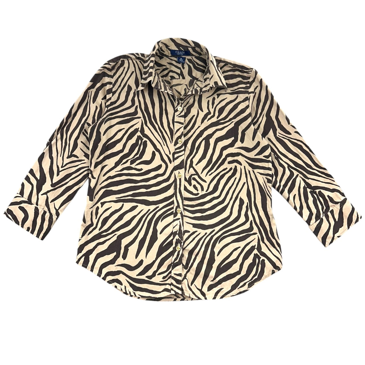 Chaps Zebra Print Button Down Blouse
