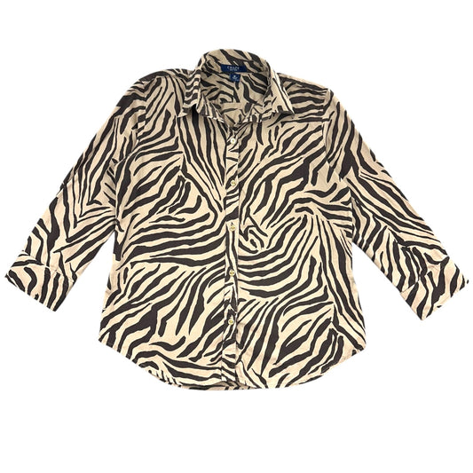 Chaps Zebra Print Button Down Blouse