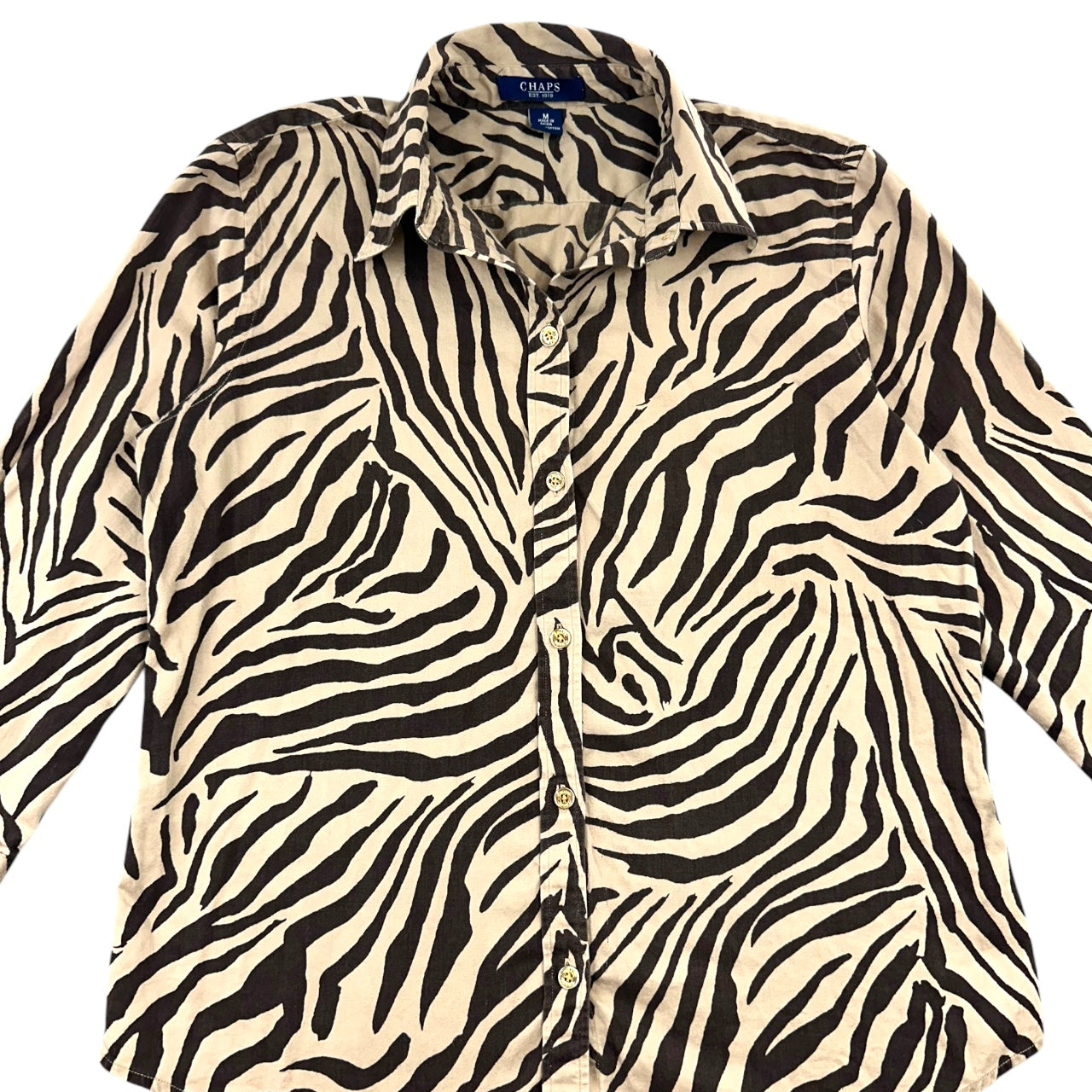 Chaps Zebra Print Button Down Blouse