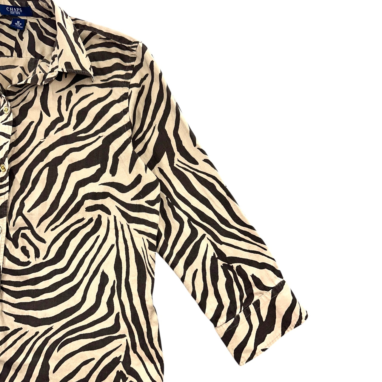 Chaps Zebra Print Button Down Blouse