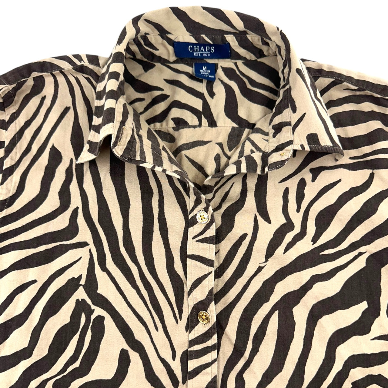 Chaps Zebra Print Button Down Blouse