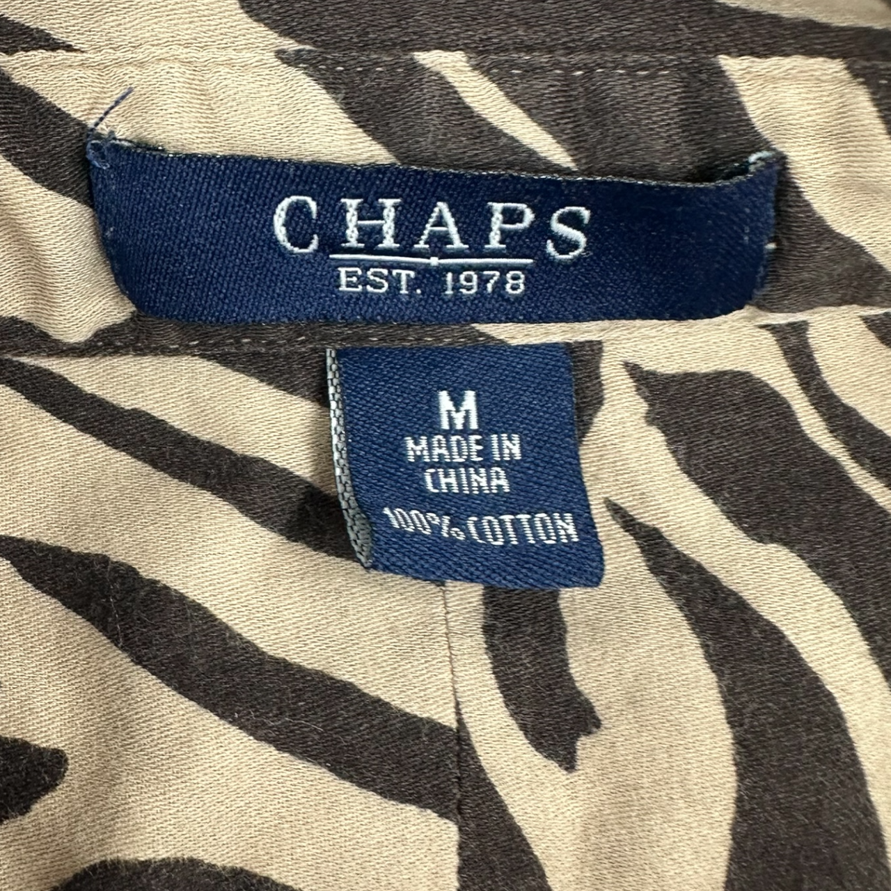 Chaps Zebra Print Button Down Blouse