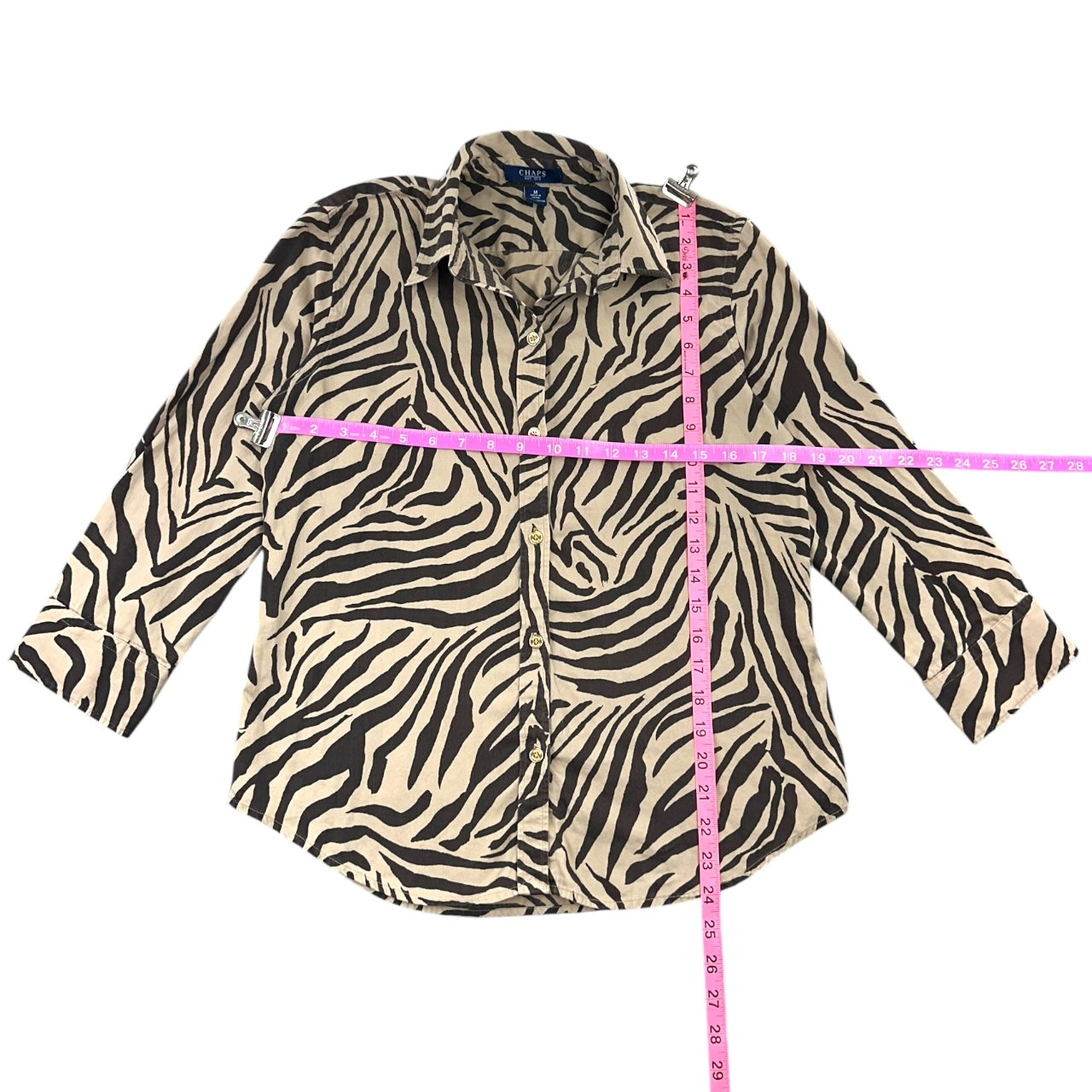 Chaps Zebra Print Button Down Blouse