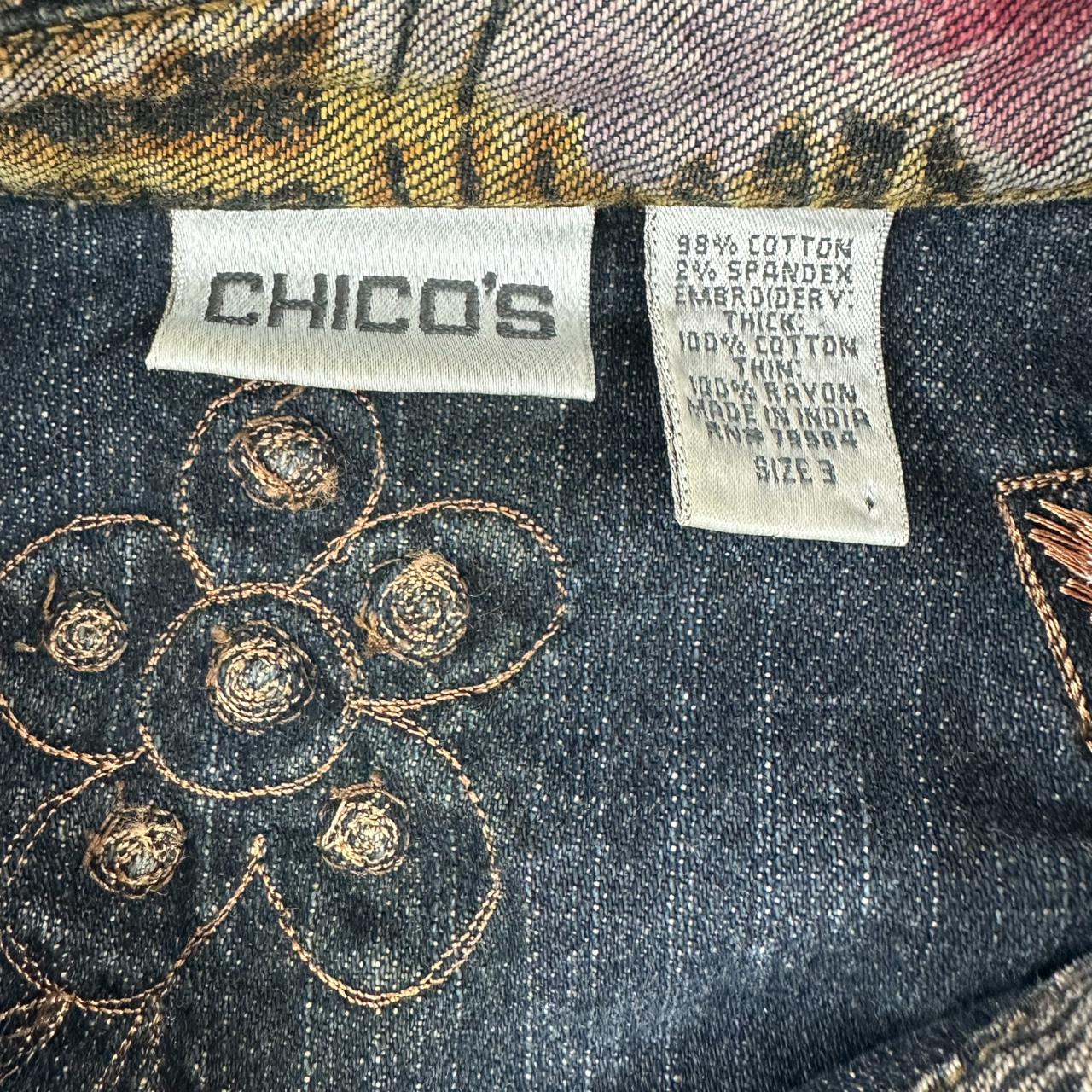 Vintage Chico's Art to Wear Embroidered Beaded Animal Floral Print Jacket