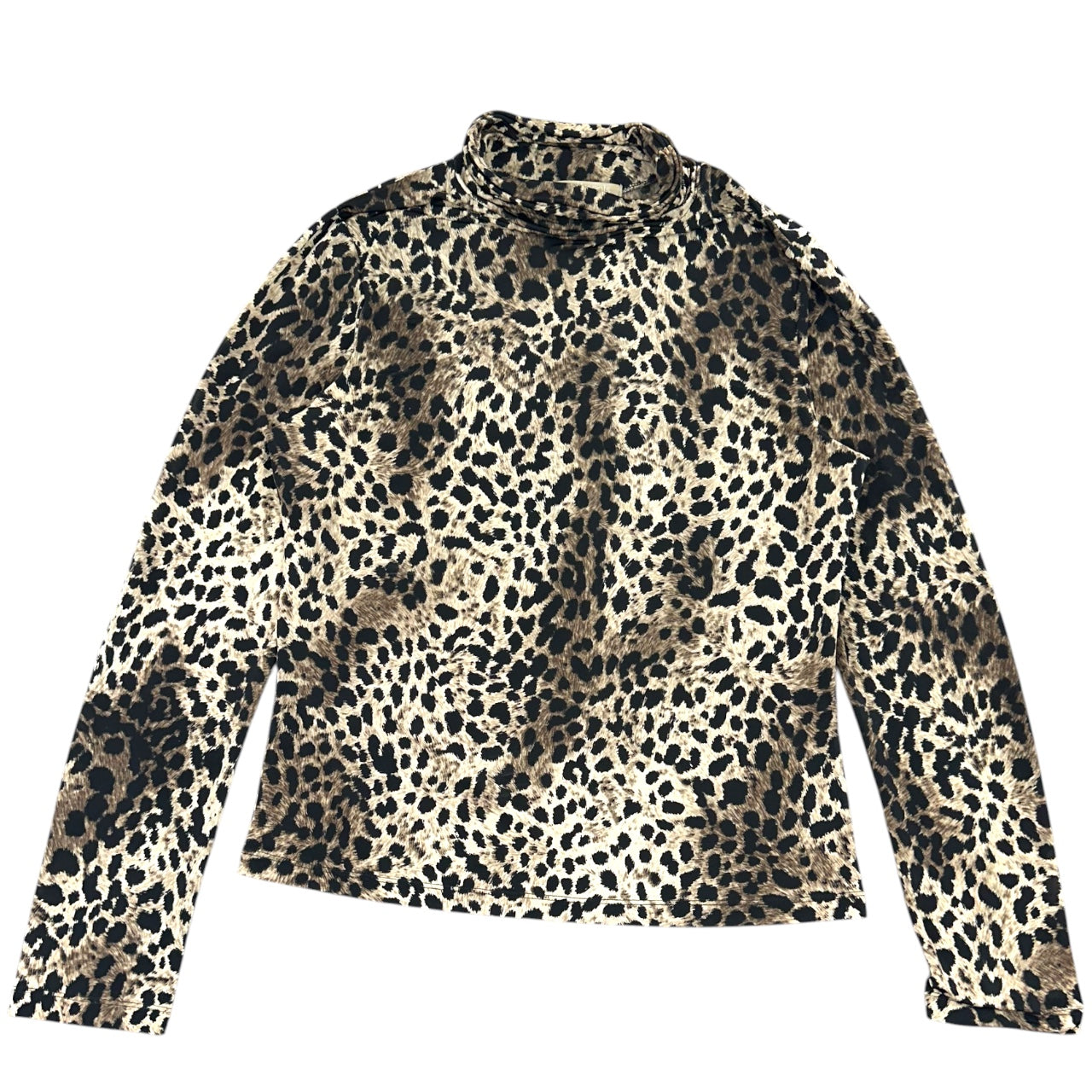 Vintage 90s Compliments Leopard Print Mock Neck Top