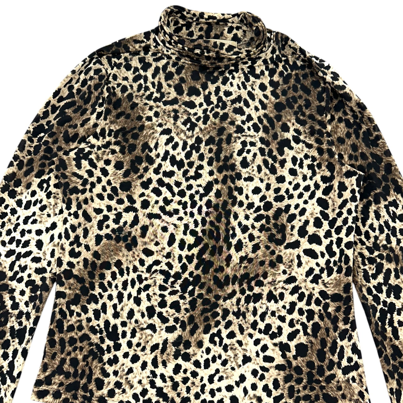 Vintage 90s Compliments Leopard Print Mock Neck Top