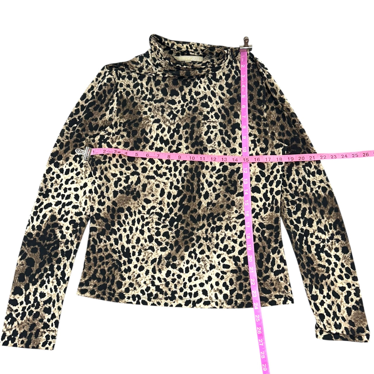 Vintage 90s Compliments Leopard Print Mock Neck Top