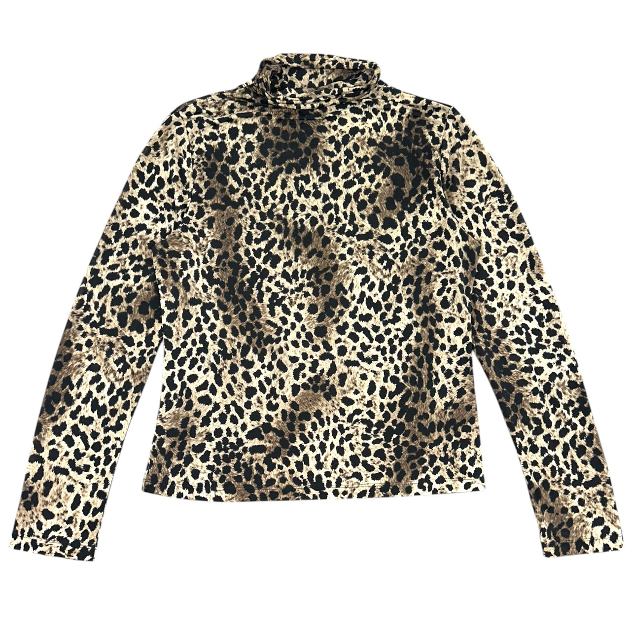 Vintage 90s Compliments Leopard Print Mock Neck Top