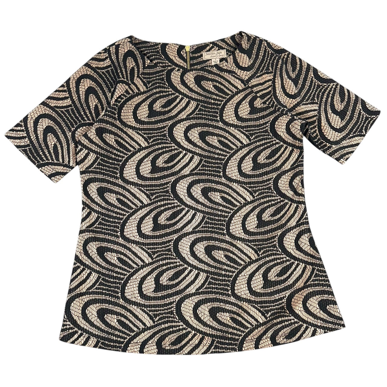 Vintage Simonton Says Retro Swirl Abstract Geometric Blouse