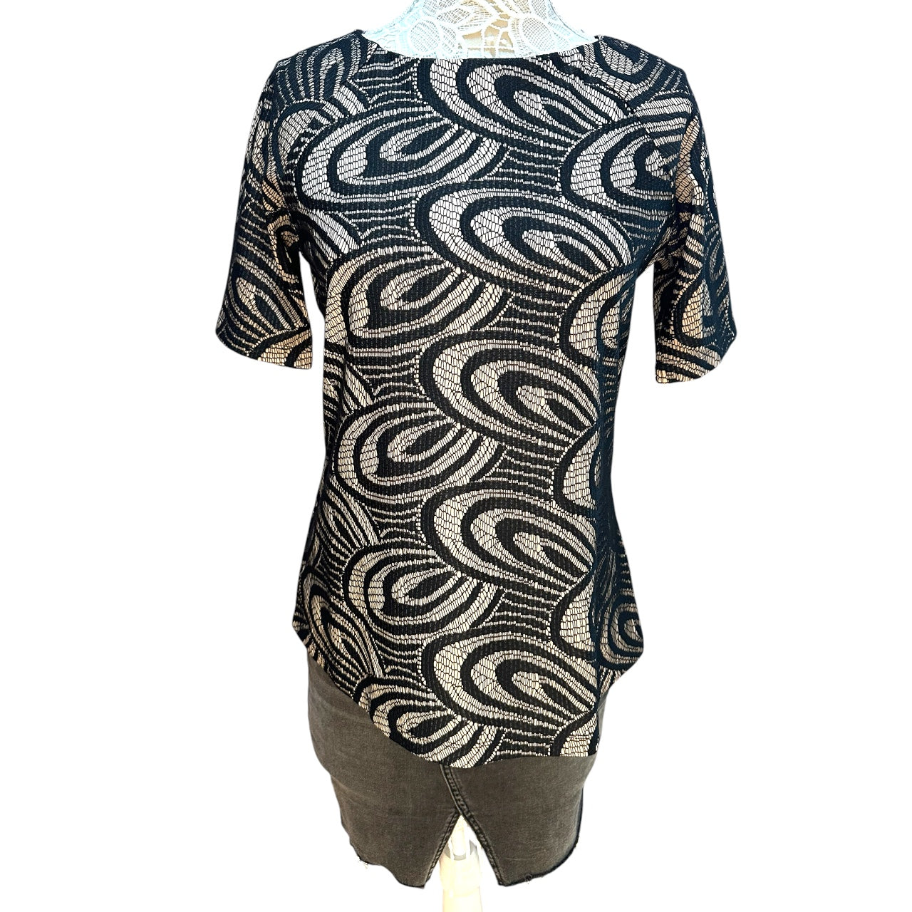 Vintage Simonton Says Retro Swirl Abstract Geometric Blouse