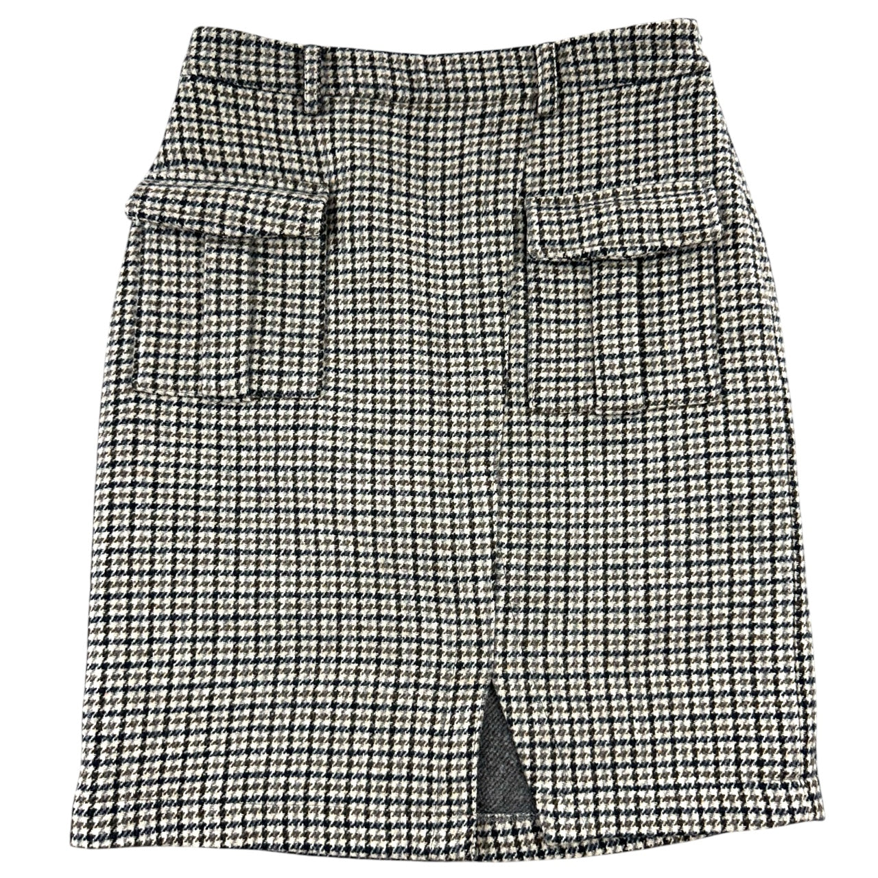 Vintage Style Roocool Houndstooth Mini Skirt Dark Academia Plaid Skirt with Pockets