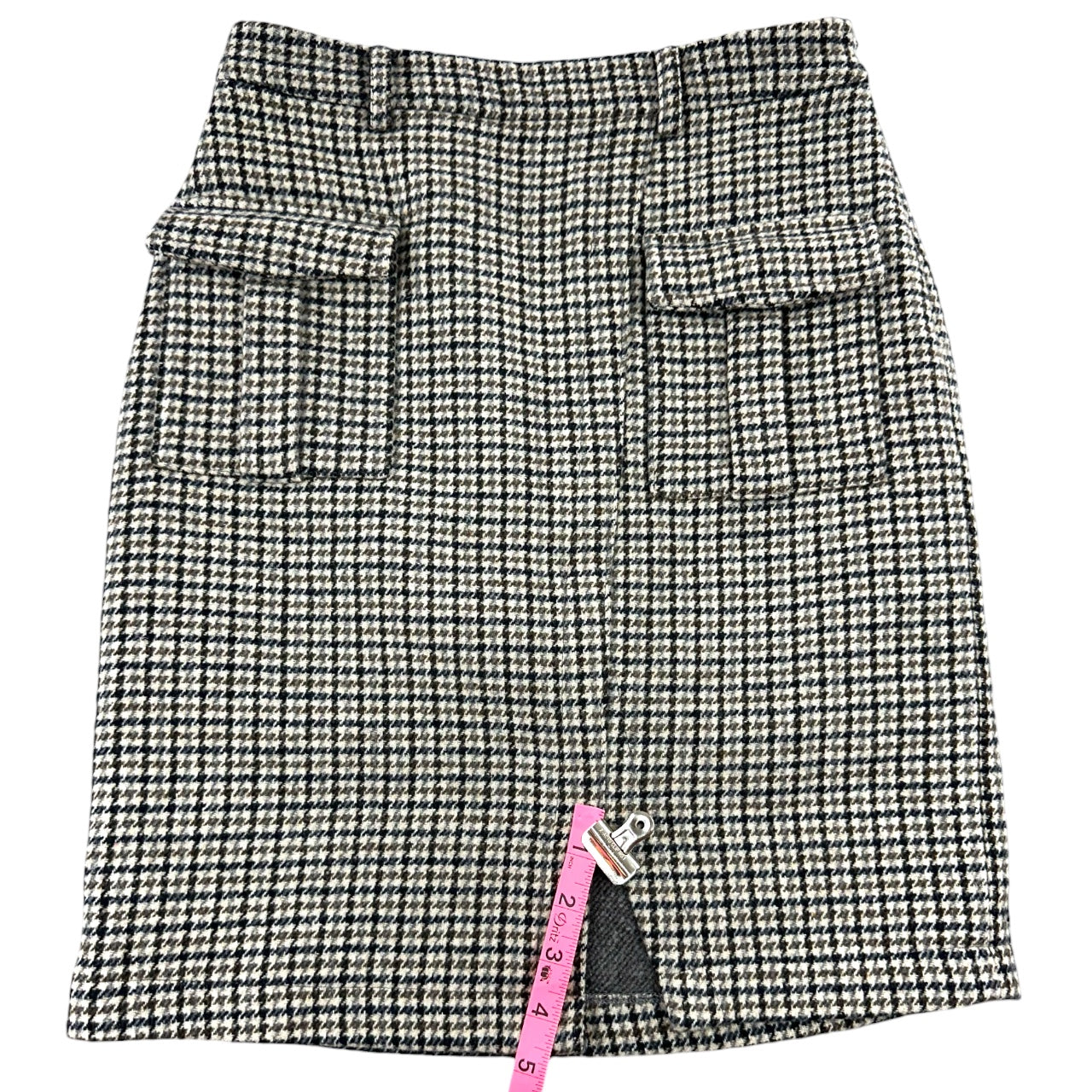 Vintage Style Roocool Houndstooth Mini Skirt Dark Academia Plaid Skirt with Pockets