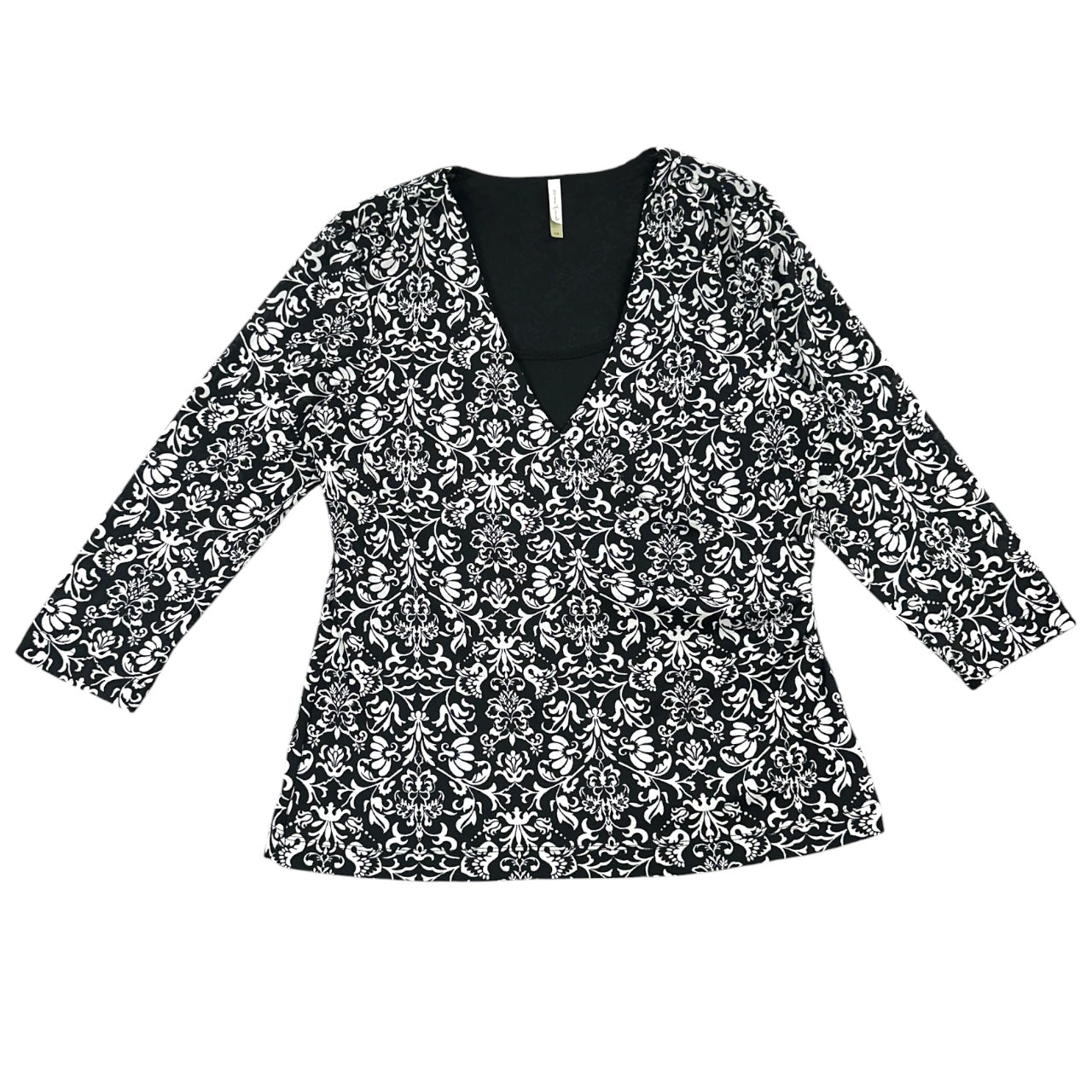 Vintage 90s White Stag Damask Top Faux Wrap Long Sleeve Blouse
