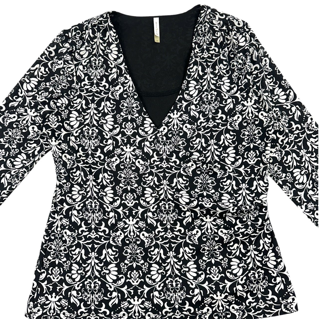 Vintage 90s White Stag Damask Top Faux Wrap Long Sleeve Blouse