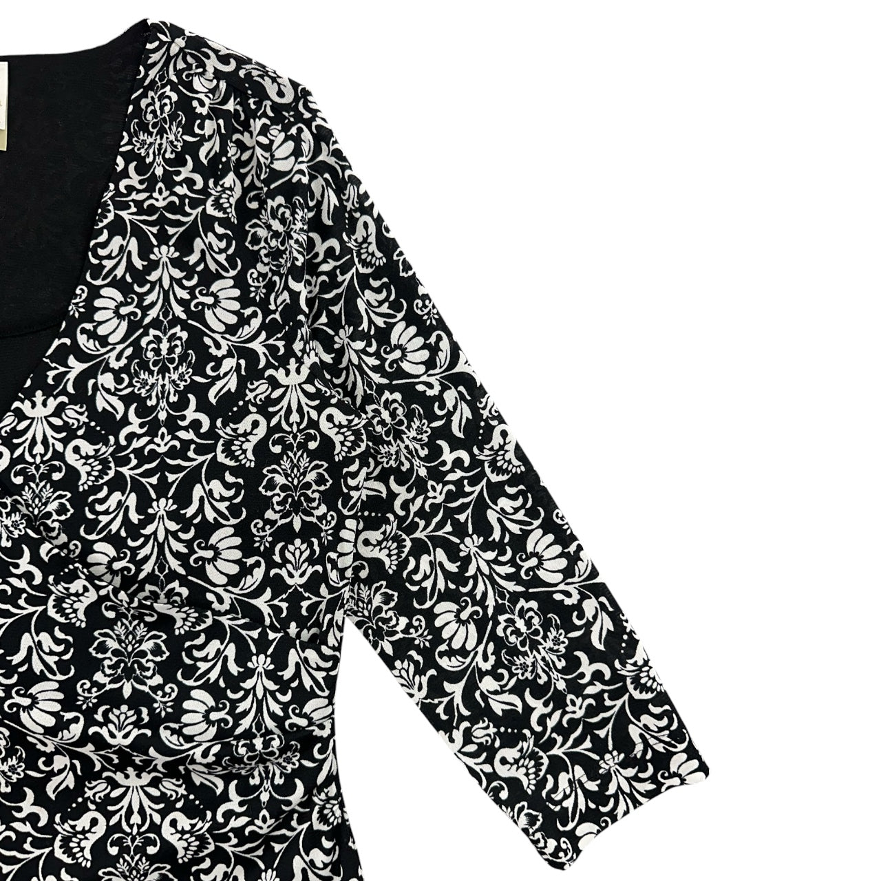Vintage 90s White Stag Damask Top Faux Wrap Long Sleeve Blouse