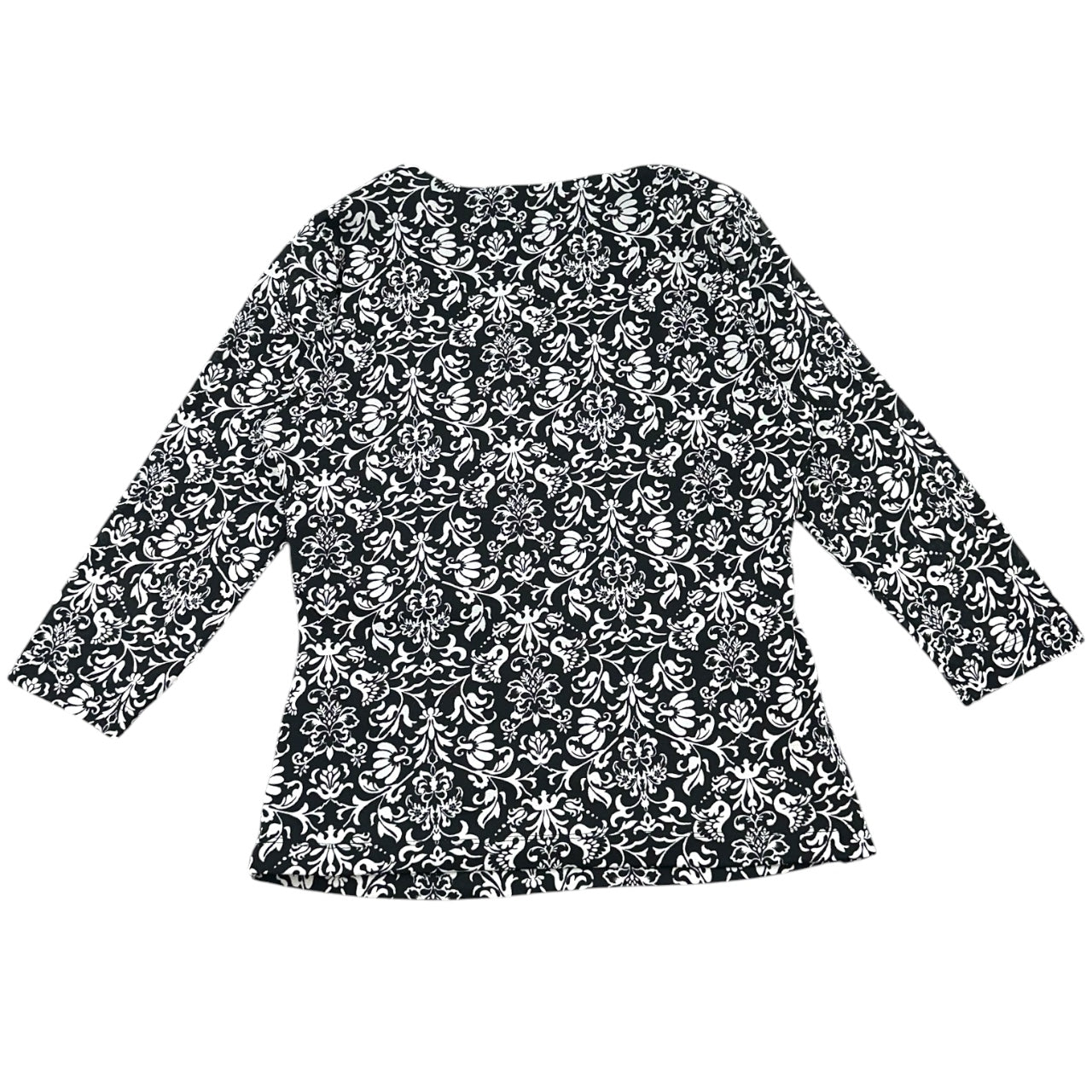 Vintage 90s White Stag Damask Top Faux Wrap Long Sleeve Blouse