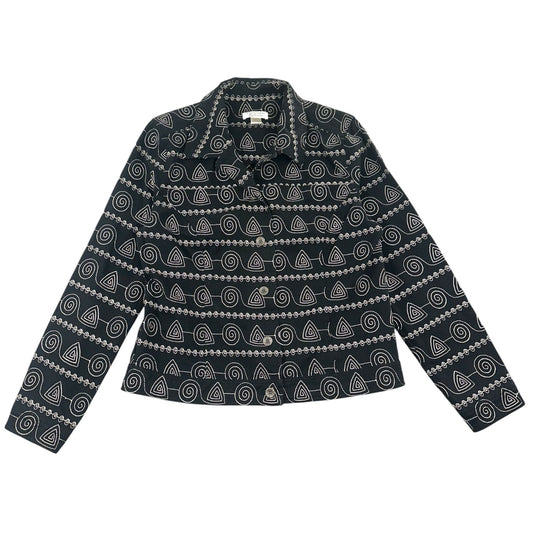 Vintage Christopher & Banks Geometric Jacket Black & White Tribal Print Shirt Jacket