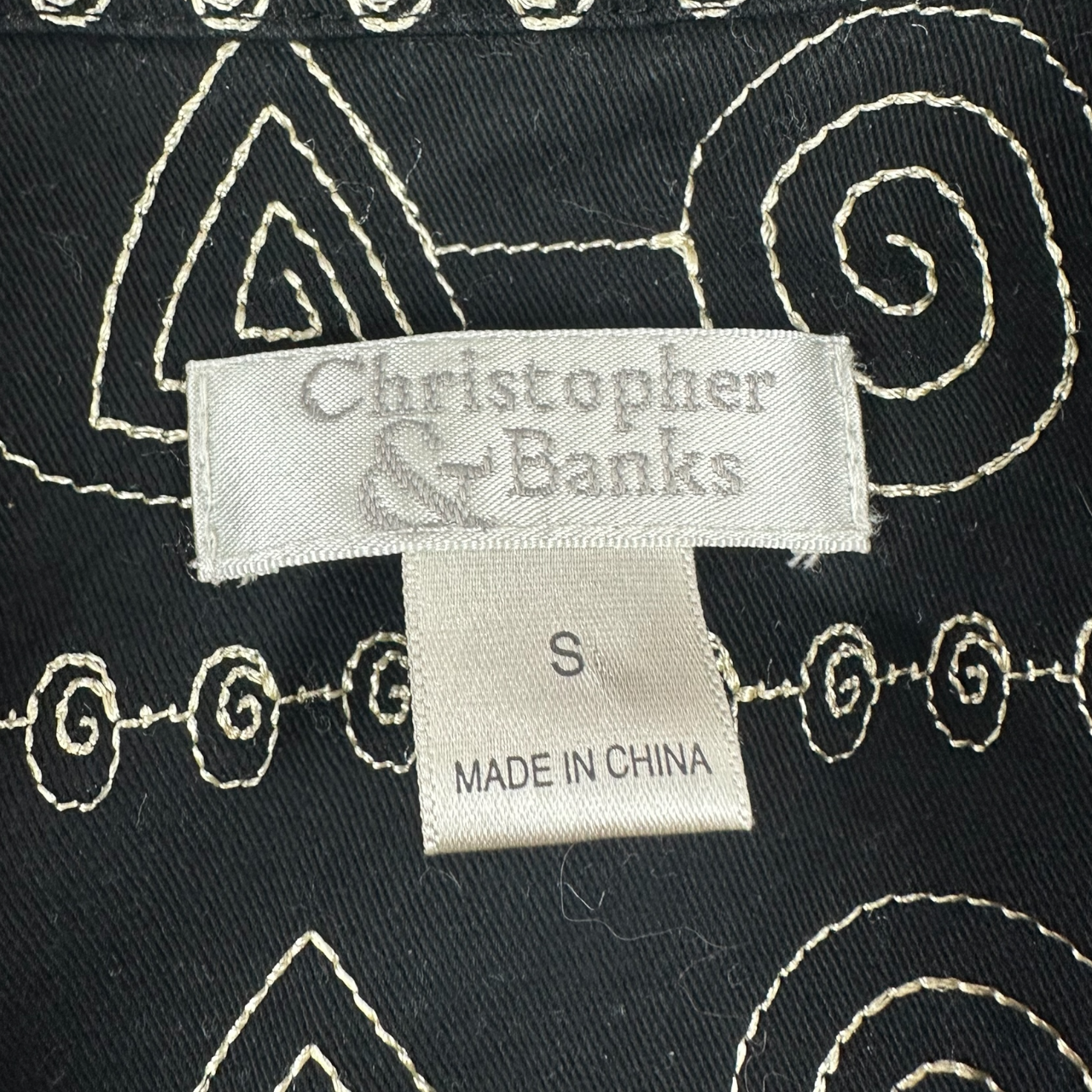 Vintage Christopher & Banks Geometric Jacket Black & White Tribal Print Shirt Jacket