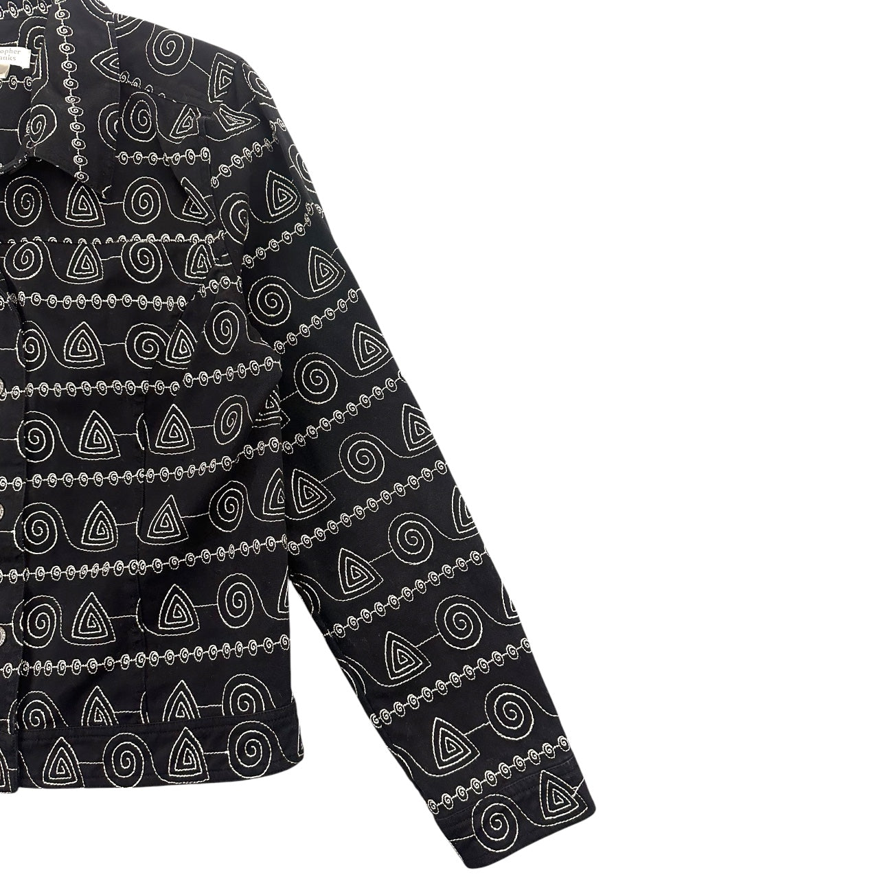 Vintage Christopher & Banks Geometric Jacket Black & White Tribal Print Shirt Jacket