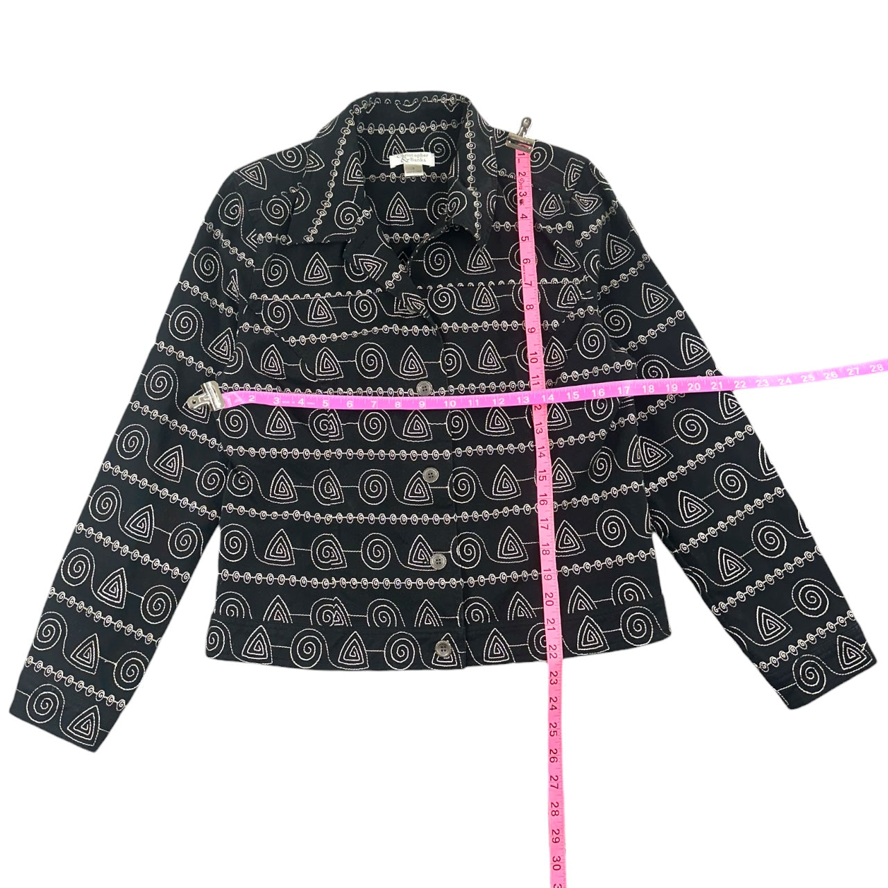 Vintage Christopher & Banks Geometric Jacket Black & White Tribal Print Shirt Jacket