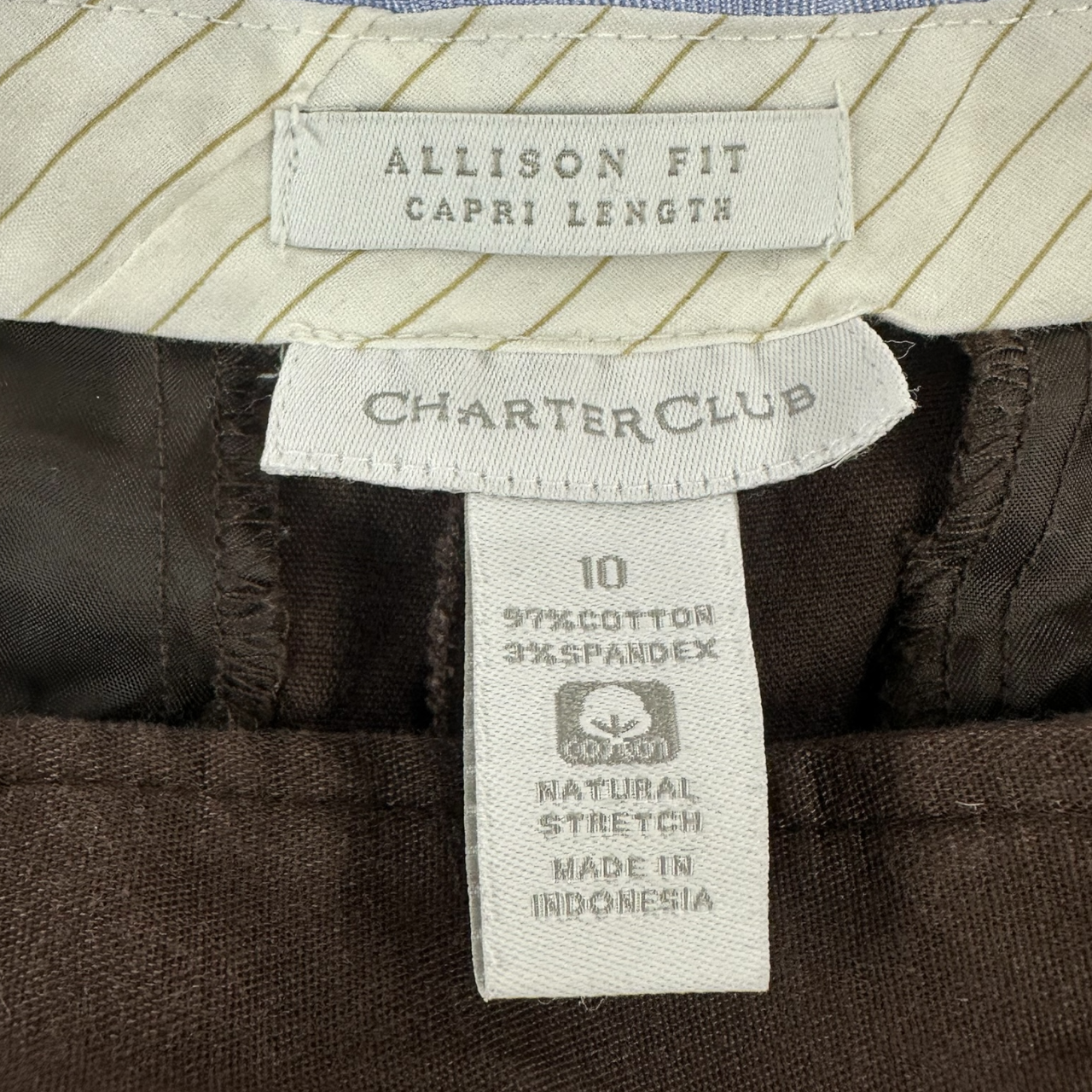 Charter Club Chocolate Brown Cropped Straight Leg Capri Trouser