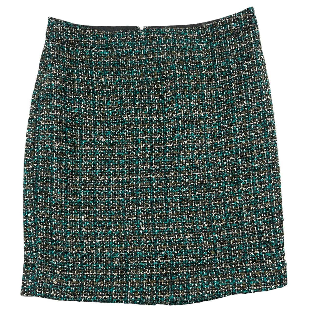 Loft Outlet Teal Green & Gold Tweed Bouclé Mini Skirt